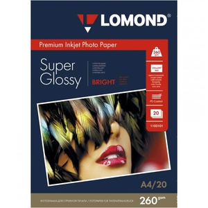 Фотобумага Lomond Paper Super Glossy A4, 260g/m2, (20л) (1103101)