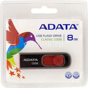 USB флешка 8Gb AData C008 Classic Black-Red AC008-8G-RKD